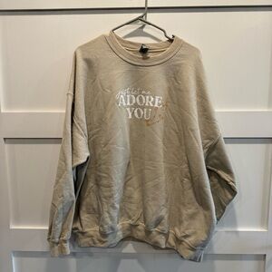 Gildan Beige Crewneck Sweater with Harry Styles Song Quote 2XL